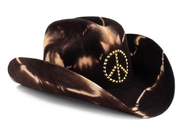 Calleen Cordero Jaci Peace Hat Brown Multi Tie-Dye W/ Brass Art