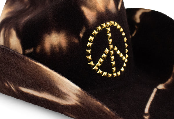 Calleen Cordero Jaci Peace Hat Brown Multi Tie-Dye W/ Brass Art