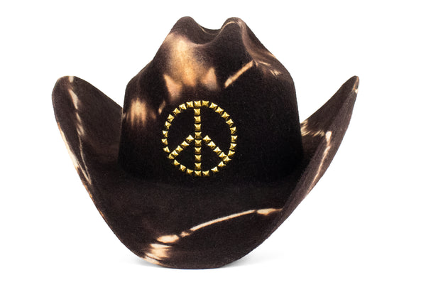 calleen cordero Jaci Peace Hat Brown Multi Tie-Dye w/ Brass Art