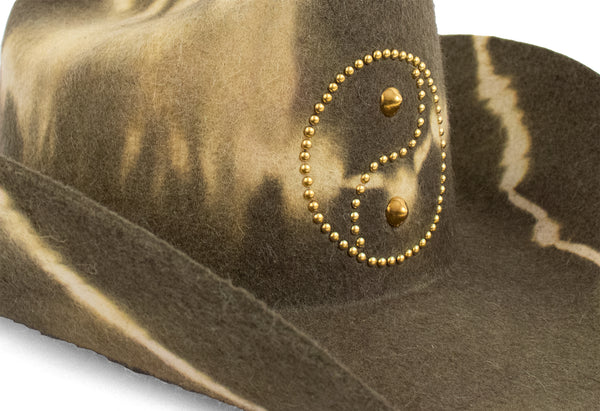 Calleen Cordero Jaci Ying Yang Hat Green Multi Tie-Dye W/ Brass Art