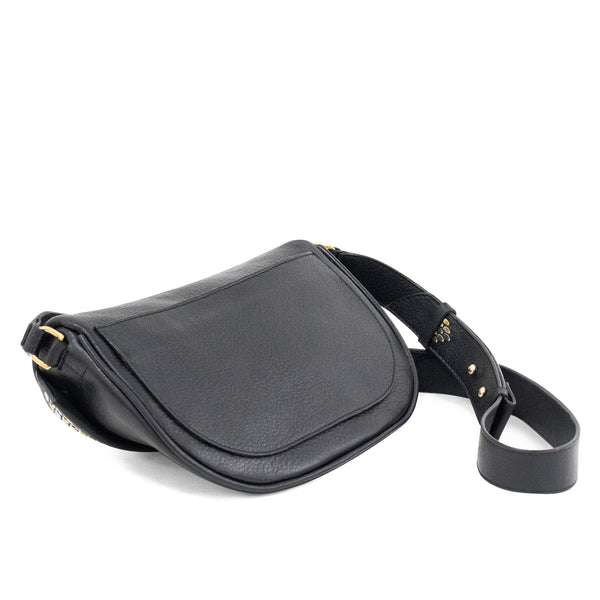 Calleen Cordero Jem Crossbody Black Nappa W/ Brass & Nickel Art