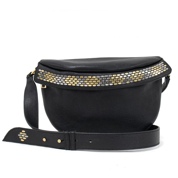 calleen cordero Jem Crossbody Black Nappa w/ Brass & Nickel Art