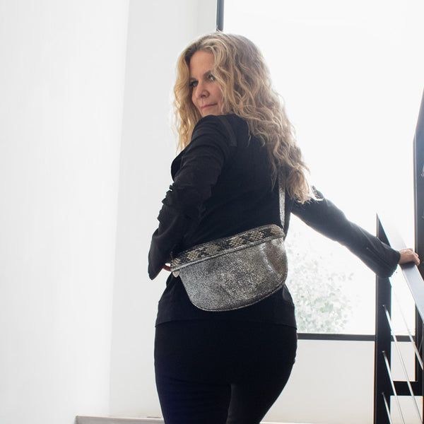 Calleen Cordero Jem New Snake Crossbody Puerto Rico Silver W/ Nickel & Black Art