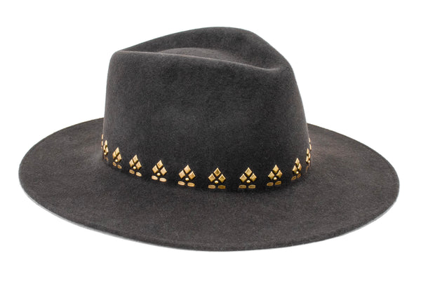 Calleen Cordero Jessa Melia Hat Basilt Grey Wool W/ Brass Art