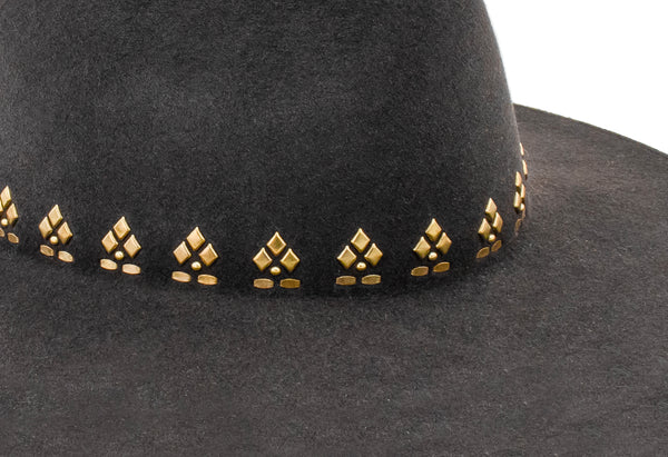 Calleen Cordero Jessa Melia Hat Basilt Grey Wool W/ Brass Art