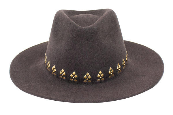 calleen cordero Jessa Melia Hat Basilt Grey Wool w/ Brass Art