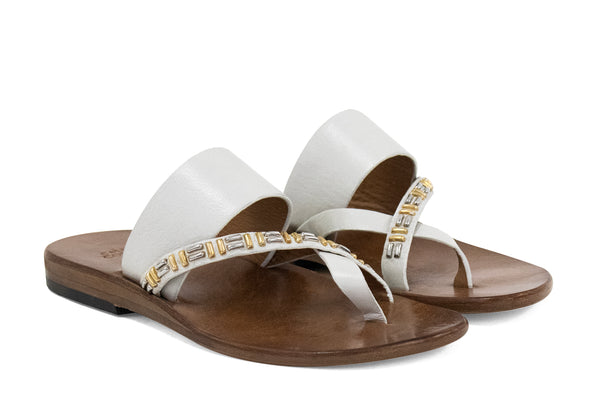 Calleen Cordero Juno Roku Sandal Black Cabra W/ Nickel Art