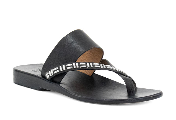 calleen cordero Juno Roku Sandal Black Cabra w/ Nickel Art