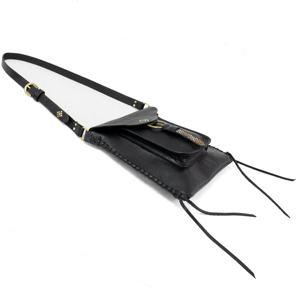 Calleen Cordero Kadira Messenger Black Belmont W/ Brass & Nickel Artwork