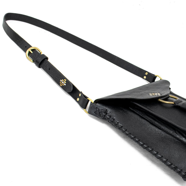 Calleen Cordero Kadira Messenger Black Belmont W/ Brass & Nickel Artwork