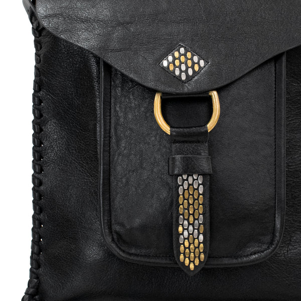 Calleen Cordero Kadira Messenger Black Belmont W/ Brass & Nickel Artwork