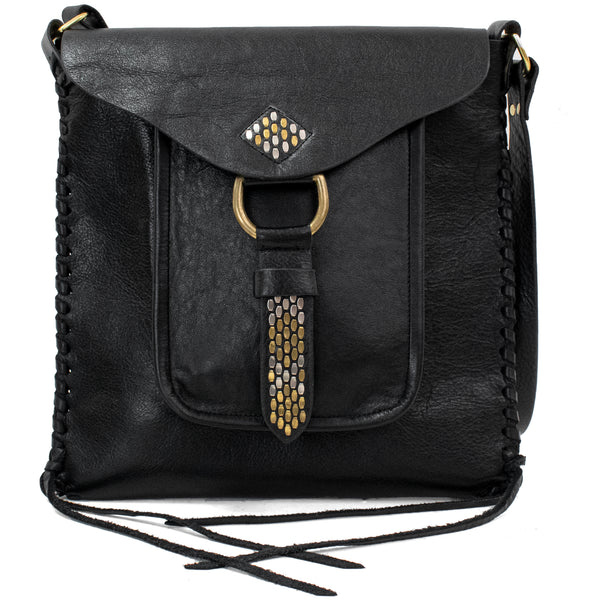 calleen cordero Kadira Messenger Black Belmont w/ Brass & Nickel Artwork