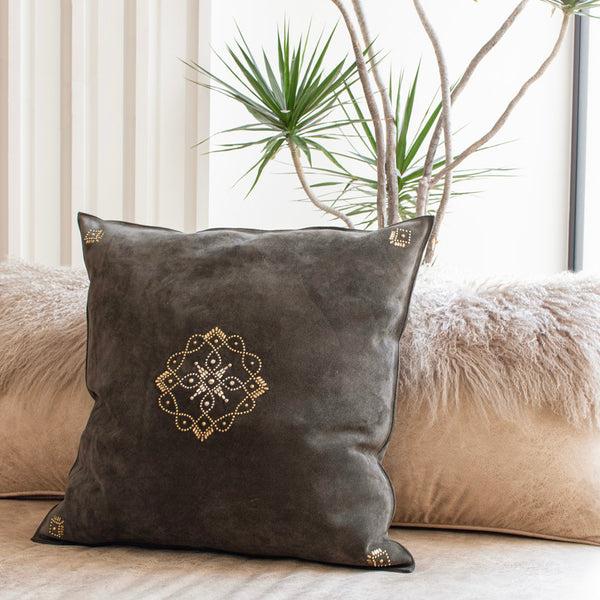 Calleen Cordero Kaia 25" X 25" Pillow Case Kaia Art - Pine Suede W/ Brass & Nickel