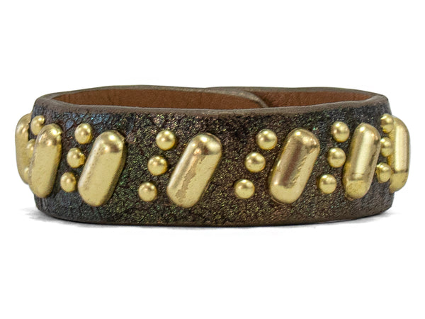 calleen cordero Kandi .75" Bracelet Bronze Pearl Cracked w/ Brass Art