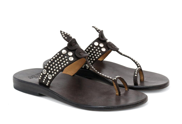 Calleen Cordero Karma Sandal Dark Brown Montana W/ Nickel Art