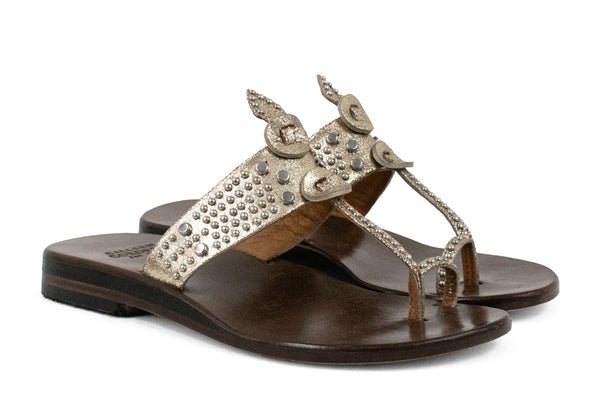 Calleen Cordero Karma Sandal Dusty Gold W/ Nickel Art