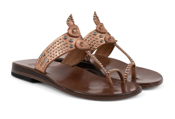 Calleen Cordero Karma Sandal Rose Gold W/ Nickel Art