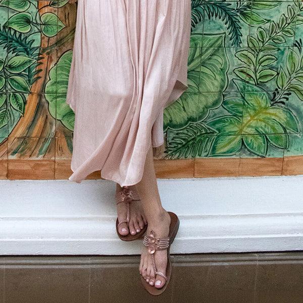 Calleen Cordero Karma Sandal Rose Gold W/ Nickel Art