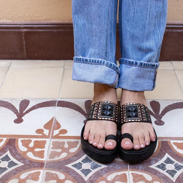 Calleen Cordero Kenji Solara Platform Black Belmont W/ Black - Copper & Nickel Art