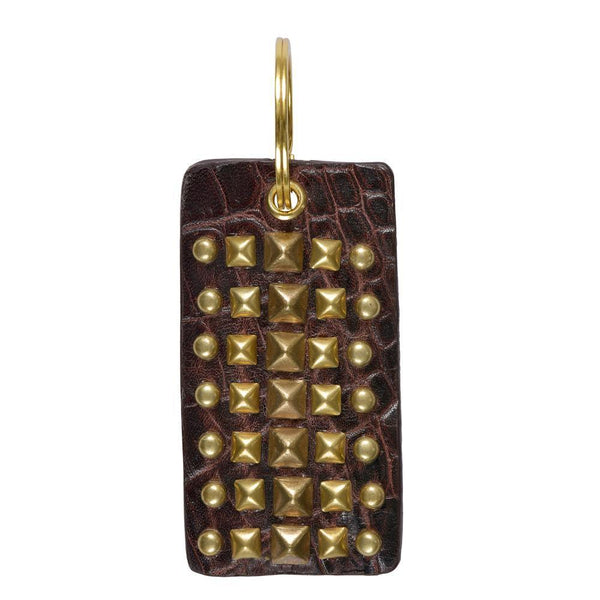 Calleen Cordero Kiki Keychain Black Rodeo Leather W/Nickel Art