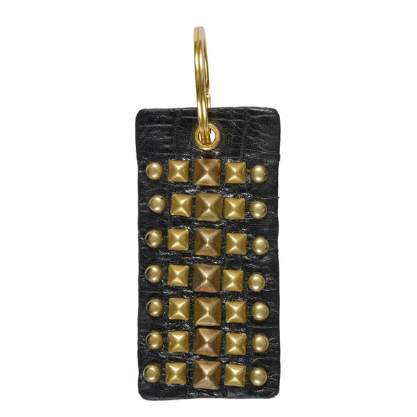 Calleen Cordero Kiki Keychain Black Rodeo Leather W/Nickel Art