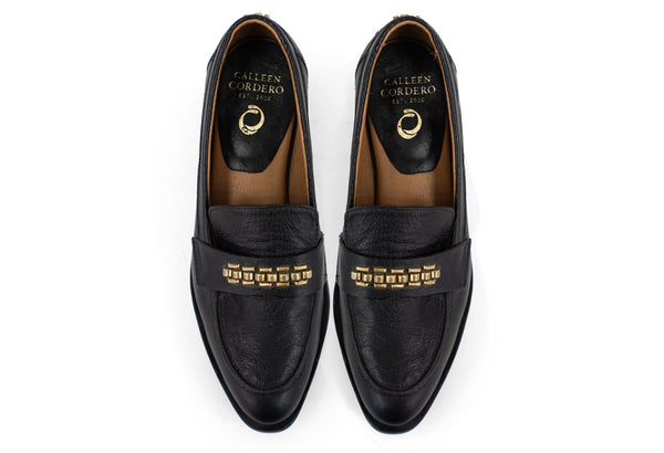 Calleen Cordero Krissy Loafer Black Belmont W/ Brass Art