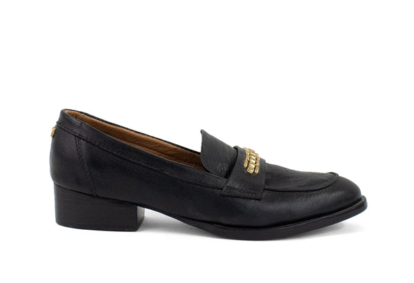 Calleen Cordero Krissy Loafer Black Belmont W/ Brass Art