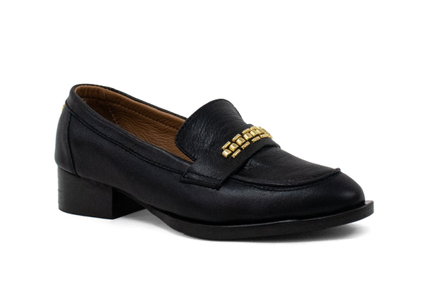 calleen cordero Krissy Loafer Black Belmont w/ Brass Art