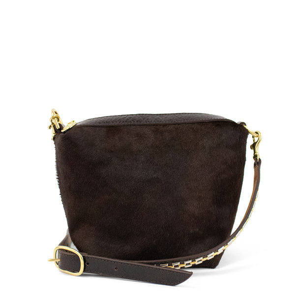 Calleen Cordero Kyla Messenger Black Natural Cow Fur W/ Nickel Art