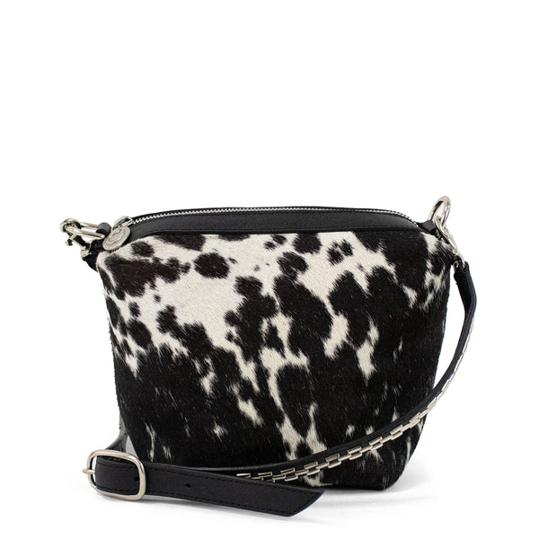 calleen cordero Kyla Messenger Black Natural Cow Fur w/ Nickel Art calleen cordero Kyla Messenger Black Natural Cow Fur w/ Nickel Art