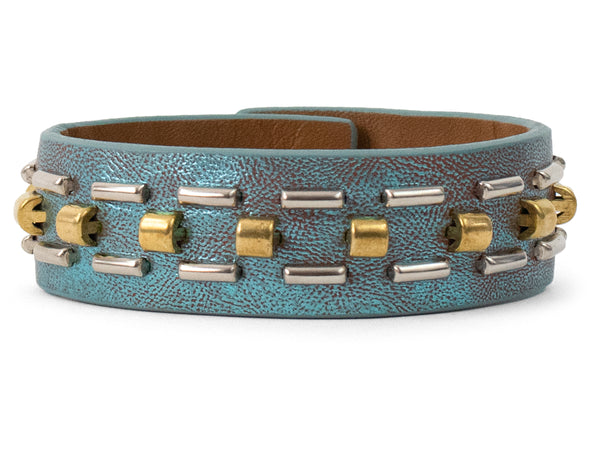 Calleen Cordero Lexus .75" Bracelet Navy Metallic W/ Nickel Art