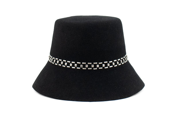 calleen cordero Lexus Bucket Hat Black Wool w/ Nickel Art