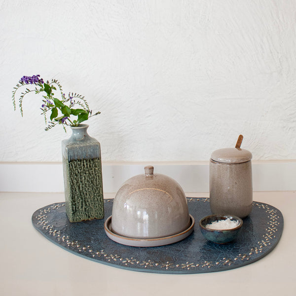 Calleen Cordero Lia Placemats (QTY 2 Pc) Blue Syr W/ Nickel Art