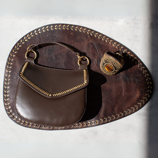 Calleen Cordero Lia Placemats (QTY 2 Pc) Brown Rodeo W/ Black & Brass Art