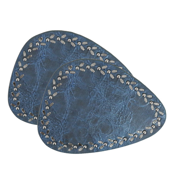 calleen cordero Liat Coasters (QTY 2 pc) Blue Syr w/ Nickel Art Set of 2