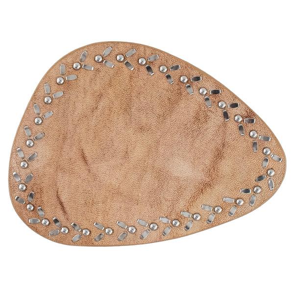 Calleen Cordero Liat Coasters (QTY 2 Pc) Camel Leather W/ Nickel Art Set Of 2