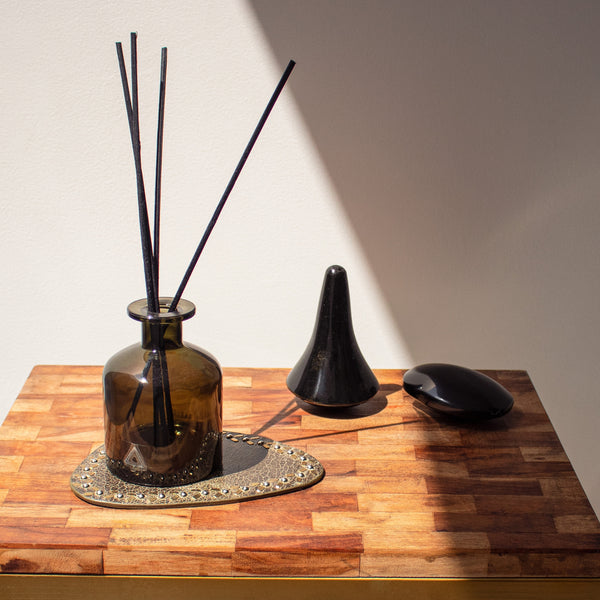 Calleen Cordero Liat Coasters (QTY 2 Pc) Stone Green Veg W/ Brass & Nickel Art Set Of 2