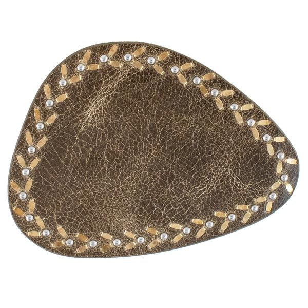 Calleen Cordero Liat Coasters (QTY 2 Pc) Stone Green Veg W/ Brass & Nickel Art Set Of 2