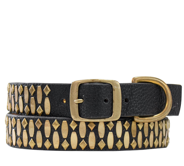 calleen cordero Lica 17" Dog Collars Black w/ Brass Art