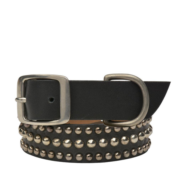 calleen cordero Lichi 19" Dog Collars Black Leather w/ Nickel Art