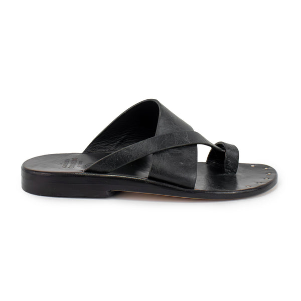 Calleen Cordero Lima Sandal Black Leather W/ Nickel Art