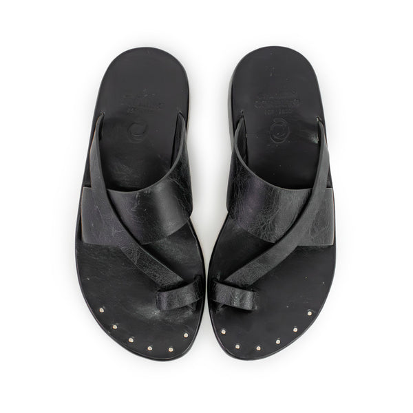 Calleen Cordero Lima Sandal Black Leather W/ Nickel Art