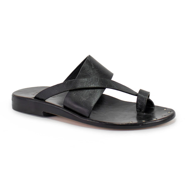 calleen cordero Lima Sandal Black Leather w/ Nickel Art