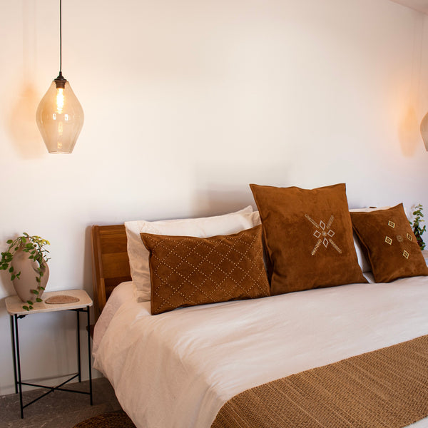 Calleen Cordero Linx 26" X 16" Pillow Case Linx Art - Cognac Suede W/ Brass & Nickel