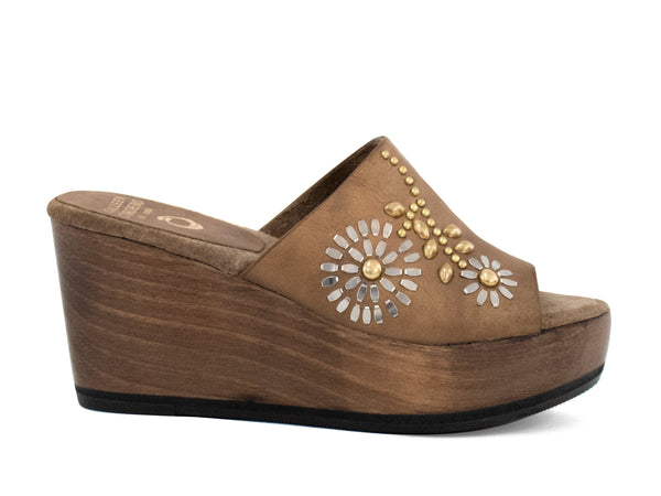 Calleen Cordero Luna Flora A20 Wedge Bronze Vision W/ Brass & Nickel Art