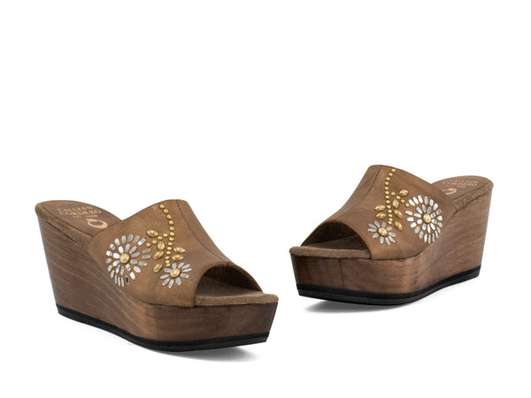 Calleen Cordero Luna Flora A20 Wedge Bronze Vision W/ Brass & Nickel Art