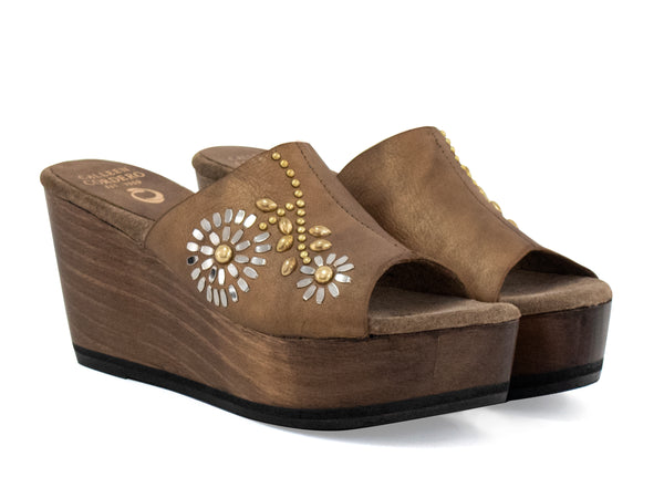 calleen cordero Luna Flora A20 Wedge Bronze Vision w/ Brass & Nickel Art