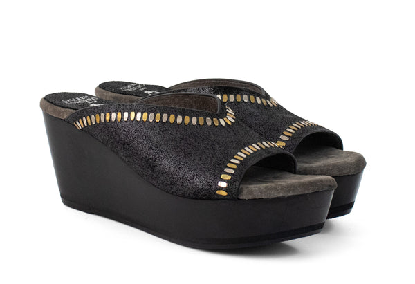 Calleen Cordero Lunya A20 Wedge Black Jasper W/ Brass & Nickel Art