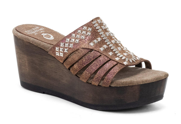 calleen cordero Lusaka A20 Wedge Copper Pearl Cracked w/ Nickel Art