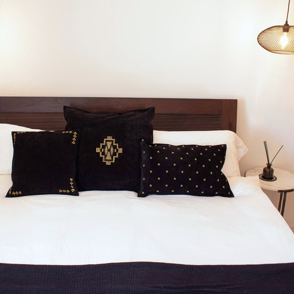 Calleen Cordero Luxor 20" X 20" Pillow Case Lux Art - Black Suede W/ Brass